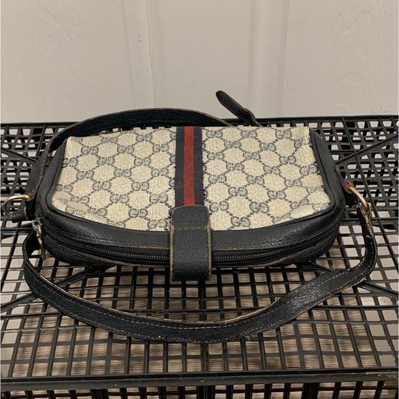 GUCCI GG Canvas Web Sherry Line Shoulder Bag Beige Red 89.02.055 Authentic - Picture 5 of 13